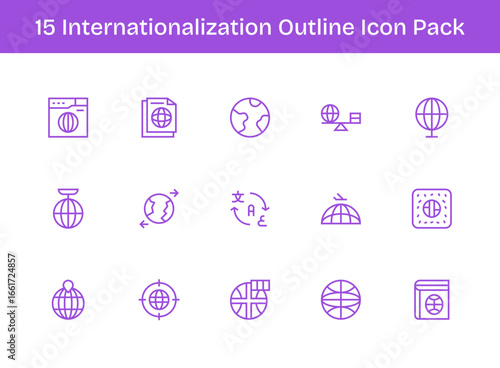 15 Outline Designs - Internationalization Vector Icons