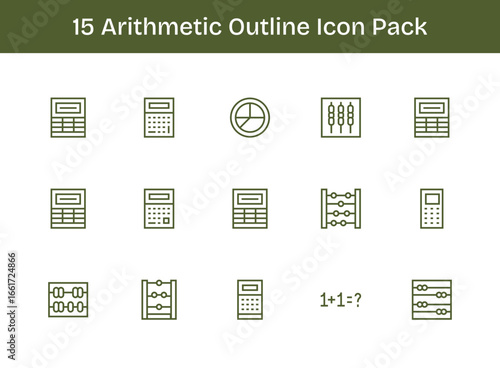 Arithmetic Vector Set - 15 Outline Icons