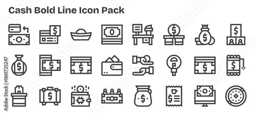 24 Bold Outline Icons - Cash Graphics