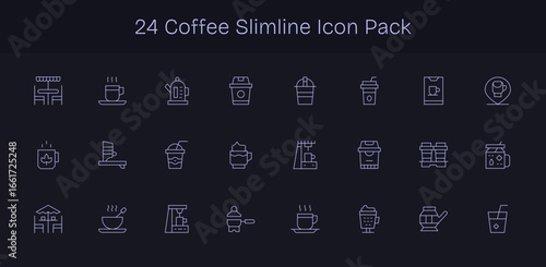 Coffee Vector Set - 24 Slim Line Icons