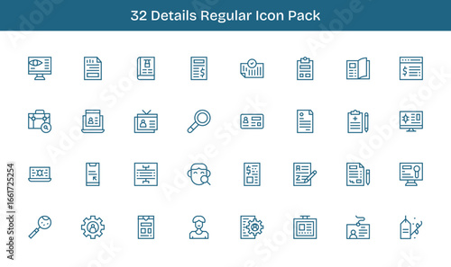 Regular Line Style Details Icons - 32 Vectors