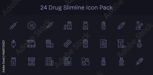 Drug Design Icons - 24 in Slim Line Style