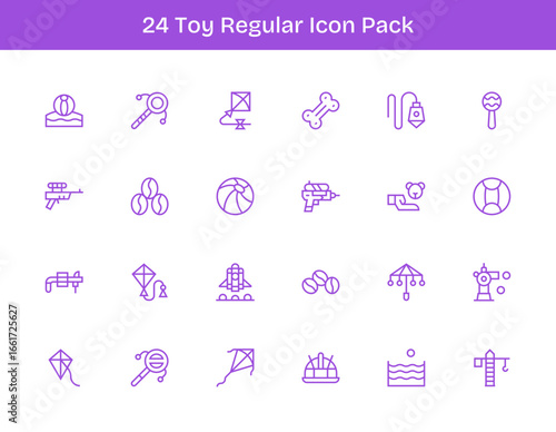24 Regular Outline Style Icons - Toy Collection