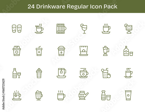 Drinkware - 24 Icons in Regular Outline Design