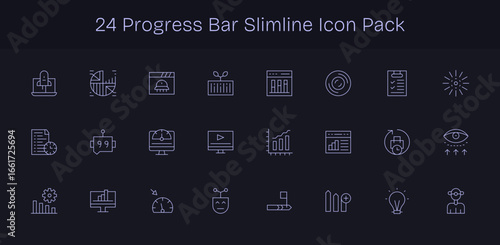 Progress Bar - 24 Slim Line Vector Illustrations