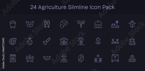 Slim Line Icons - Agriculture Set with 24 Vectors