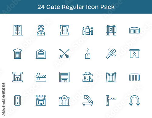 Gate Icon Collection - 24 Regular Outline Designs