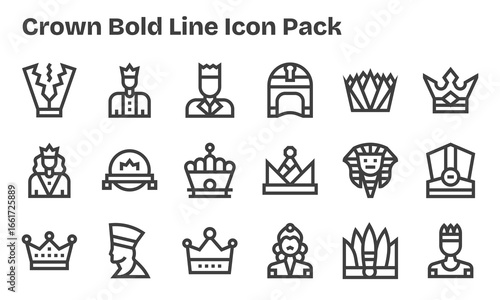 18 Bold Line Designs - Crown Vector Icons