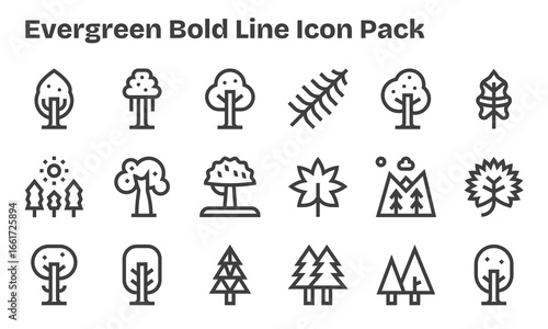 Evergreen Design Icons - 18 in Bold Line Style