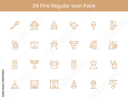 24 Regular Outline Vectors for Fire Theme
