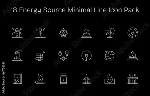 Energy Source Visual Pack - 18 Minimal Line Icons