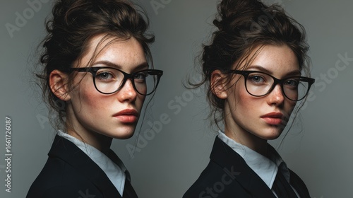Woman in Glasses, Portrait, Studio
