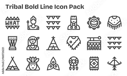 18 Bold Line Style Icons - Tribal Collection