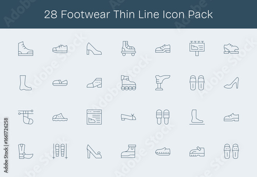 Footwear Design Icons - 28 in Thin Line Style