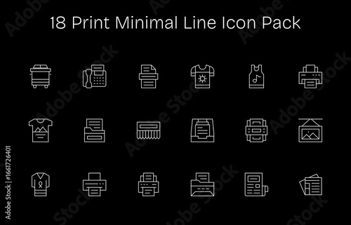 Print Vector Set - 18 Minimal Line Icons