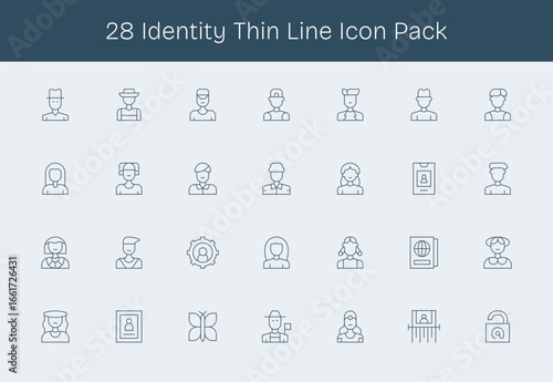 Identity Vector Set - 28 Thin Line Icons
