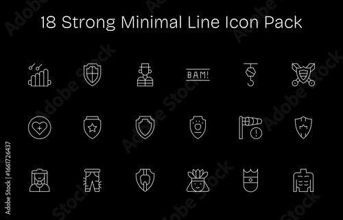 Strong Icon Set - 18 Minimal Line Graphics