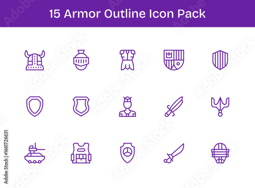 Armor Design Icons - 15 in Outline Style
