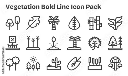 Vegetation - 18 Bold Line Vector Illustrations