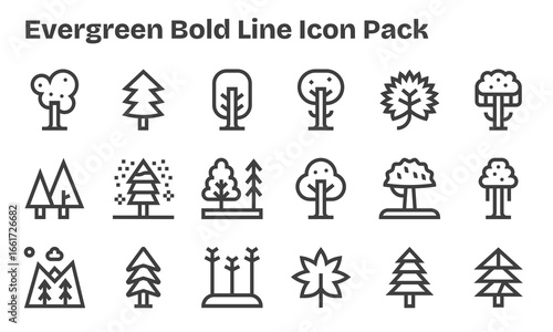Evergreen - 18 Icons in Bold Line Design