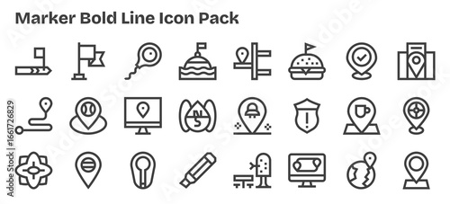 Marker Icon Collection - 24 Bold Outline Designs