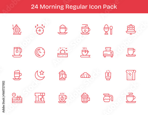 24 Regular Outline Designs - Morning Vector Icons