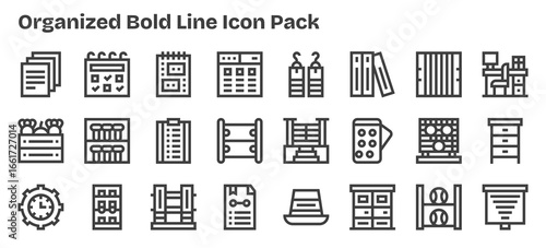 24 Bold Outline Vectors for Organized Theme