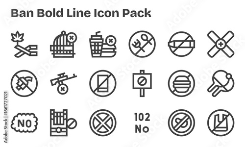 18 Bold Line Vectors for Ban Theme
