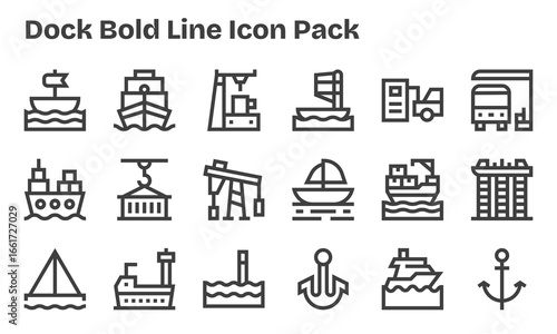 Dock Vector Set - 18 Bold Line Icons