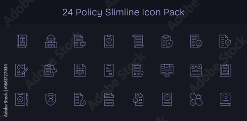 Policy Vector Set - 24 Slim Line Icons