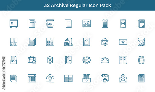 32 Regular Line Vectors for Archive Theme