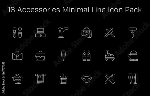 Accessories Icon Set - 18 Minimal Line Graphics