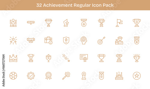 Achievement - 32 Icons in Regular Line Design
