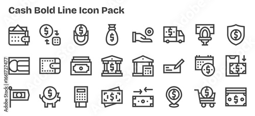 Cash Design Icons - 24 in Bold Outline Style