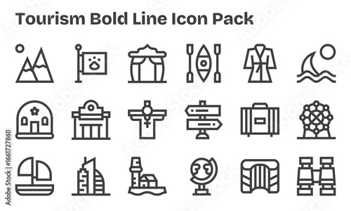Tourism Visual Pack - 18 Bold Line Icons