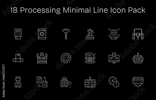 18 Minimal Line Designs - Processing Vector Icons