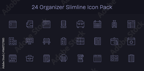 24 Organizer Icons in Slim Line Aesthetic