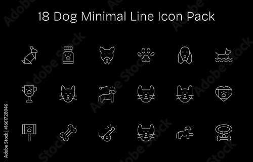 18 Minimal Line Icons - Dog Graphics
