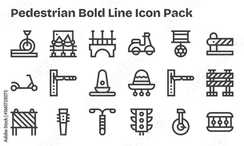 Pedestrian Visual Pack - 18 Bold Line Icons