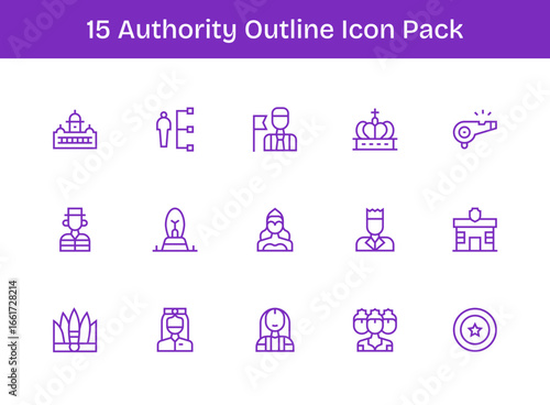 Authority - 15 Outline Vector Illustrations