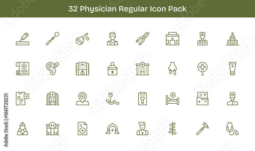 Physician Visual Pack - 32 Regular Line Icons