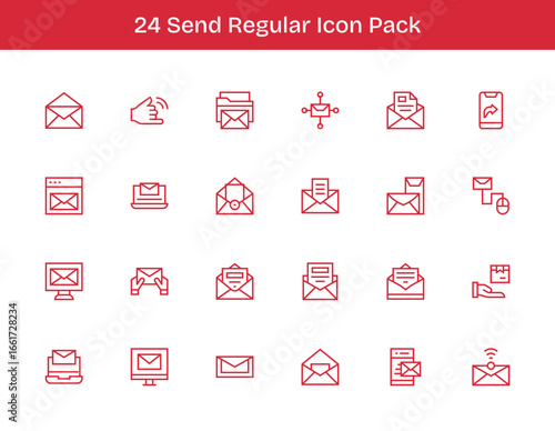 24 Regular Outline Icons - Send Graphics
