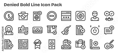 Bold Outline Icons - Denied Set with 24 Vectors
