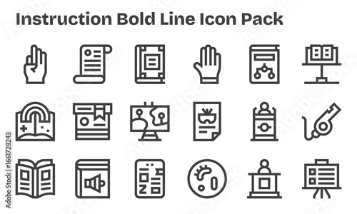 Bold Line Icons - Instruction Set with 18 Vectors