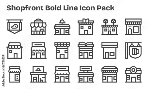 Shopfront - 18 Bold Line Vector Illustrations