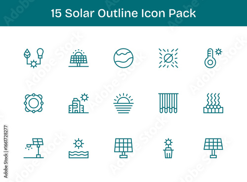 15 Outline Icons - Solar Graphics