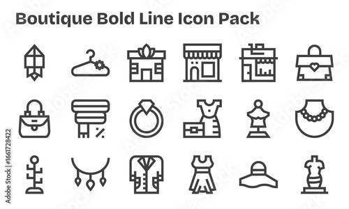 Boutique Vector Set - 18 Bold Line Icons