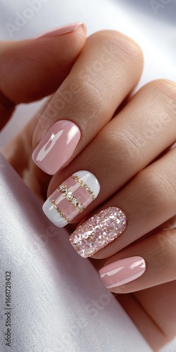 Pink Glitter Nail Art Design