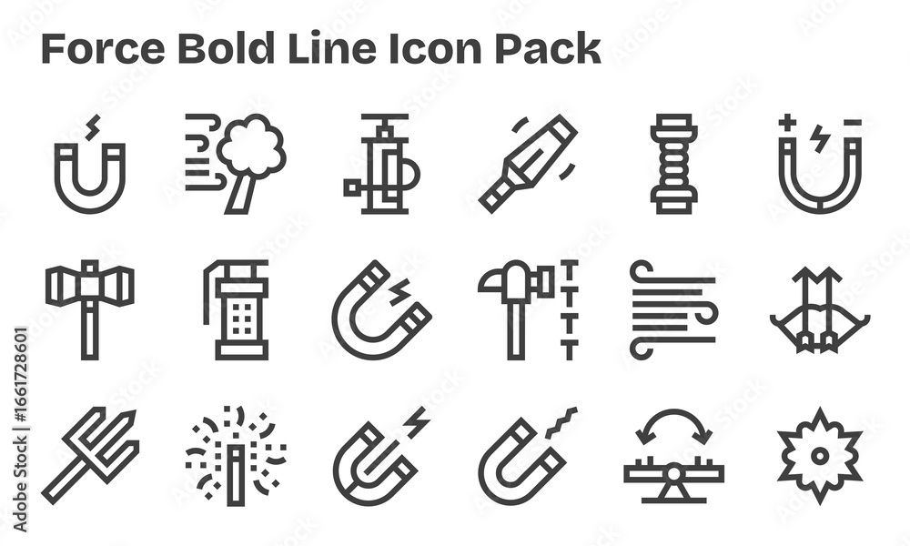 Fototapeta premium Force - 18 Bold Line Vector Illustrations