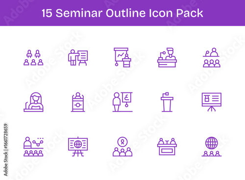 Seminar Visual Pack - 15 Outline Icons